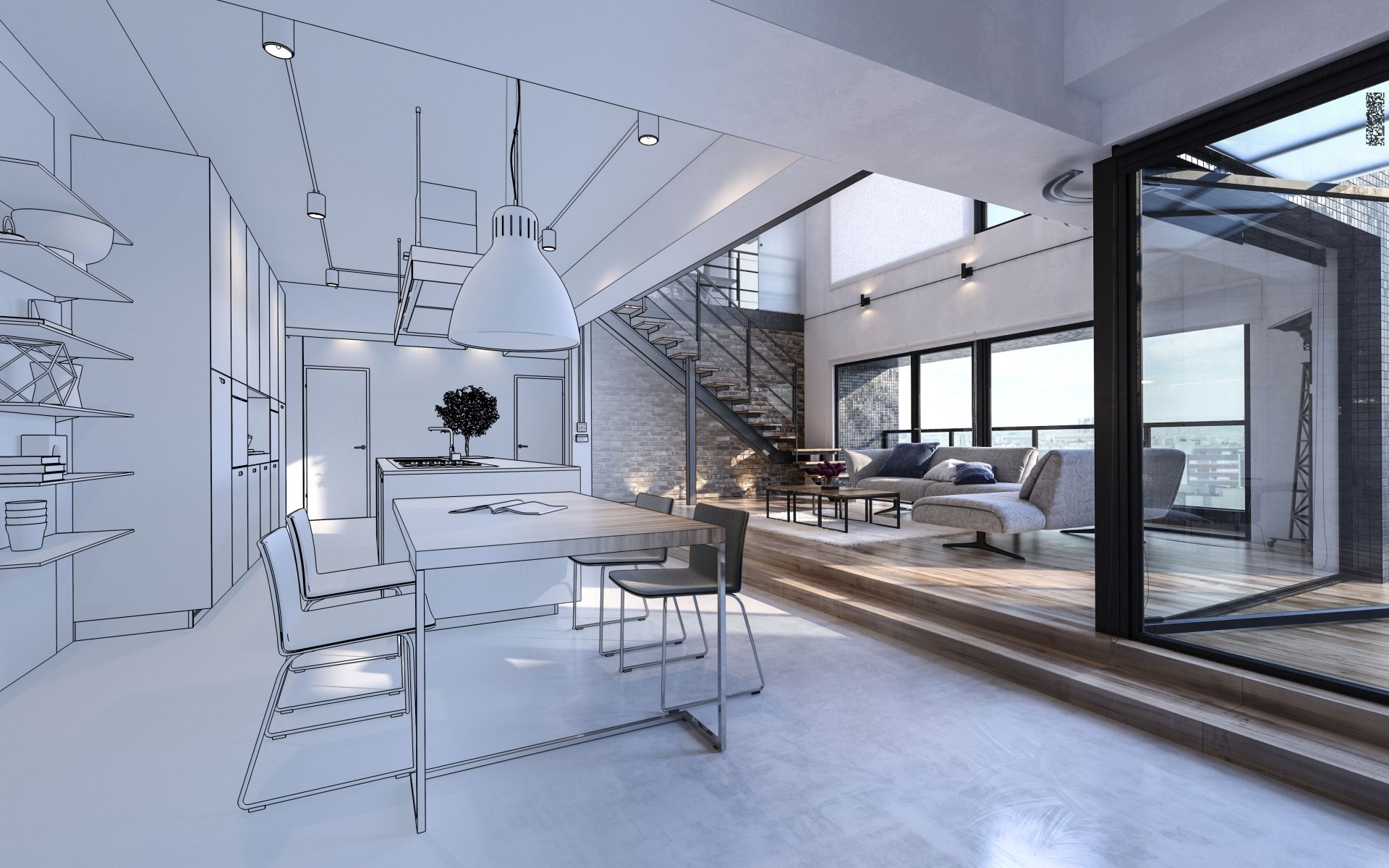 Einrichtungsplanung Wohnraum fotorealistisch 3D